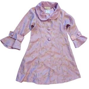 Girls Lavender‎ Satin Floral Embroidered Y2K Dress Jacket Size 4